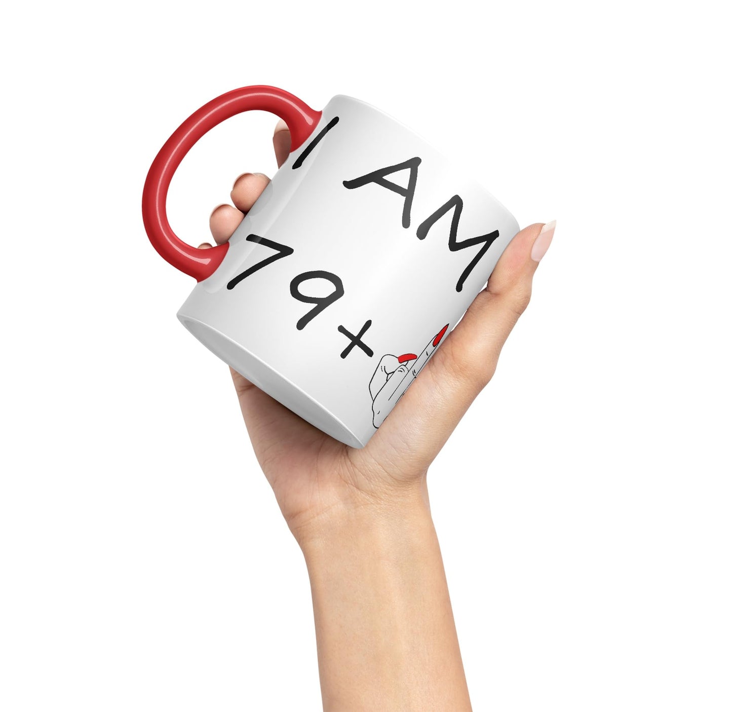 Vixar I am 79 + 1 Woman Hand Ceramic 330 ml, 11oz Coloured Mug Cup Gift Coffee Tea Happy Birthday Turning 80 Years Old as a Joke Celebration 80th Birthday Gift idea