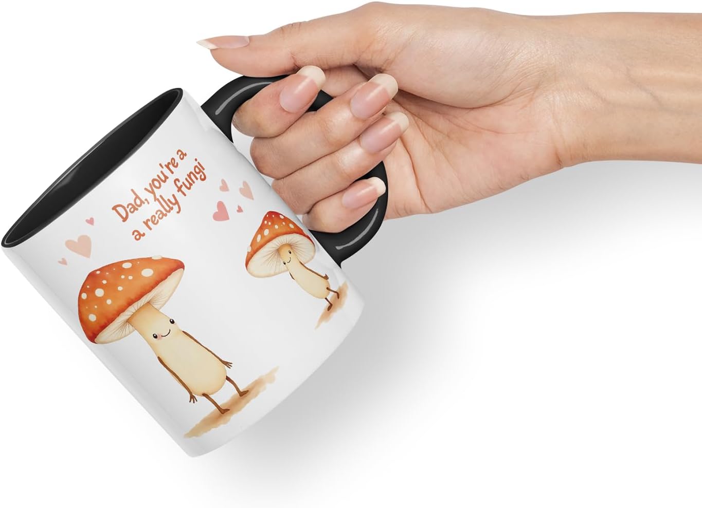 Vixar Dad You're A Really Fungi Funny Mushroom Father's Day Mug – Coloured Mug Cup Gift, 11oz (Black)