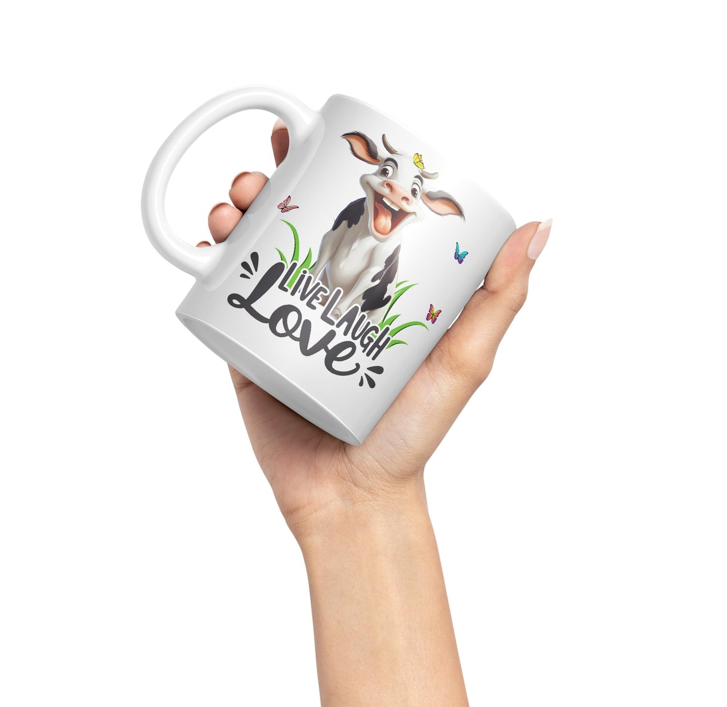 Life Laugh Love Cow Joke sarkasm Sarcastic Ceramic Coloured Mug Cup for Tea Coffee Hot Brew 330ml 11Oz Gift