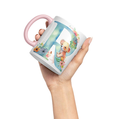 Letter R mug, Animals Alphabet Letter R Monogram animal for kids Ceramic Coloured Mug Cup for Tea Coffee Hot brew 330ml 11Oz Gift