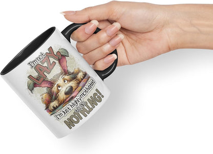 Vixar I'm Not Lazy I'm Just Highly Motivated to Do Nothing Funny Dog Dogs – Coloured Ceramic Mug Cup Gift, 11oz (Black)