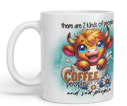 Vixar Mug with Sarcastic Text There are 2 Kinds of People Highland Cow Coloured Ceramic Mug Cup Gift for Coffee Lovers 11oz (Black)