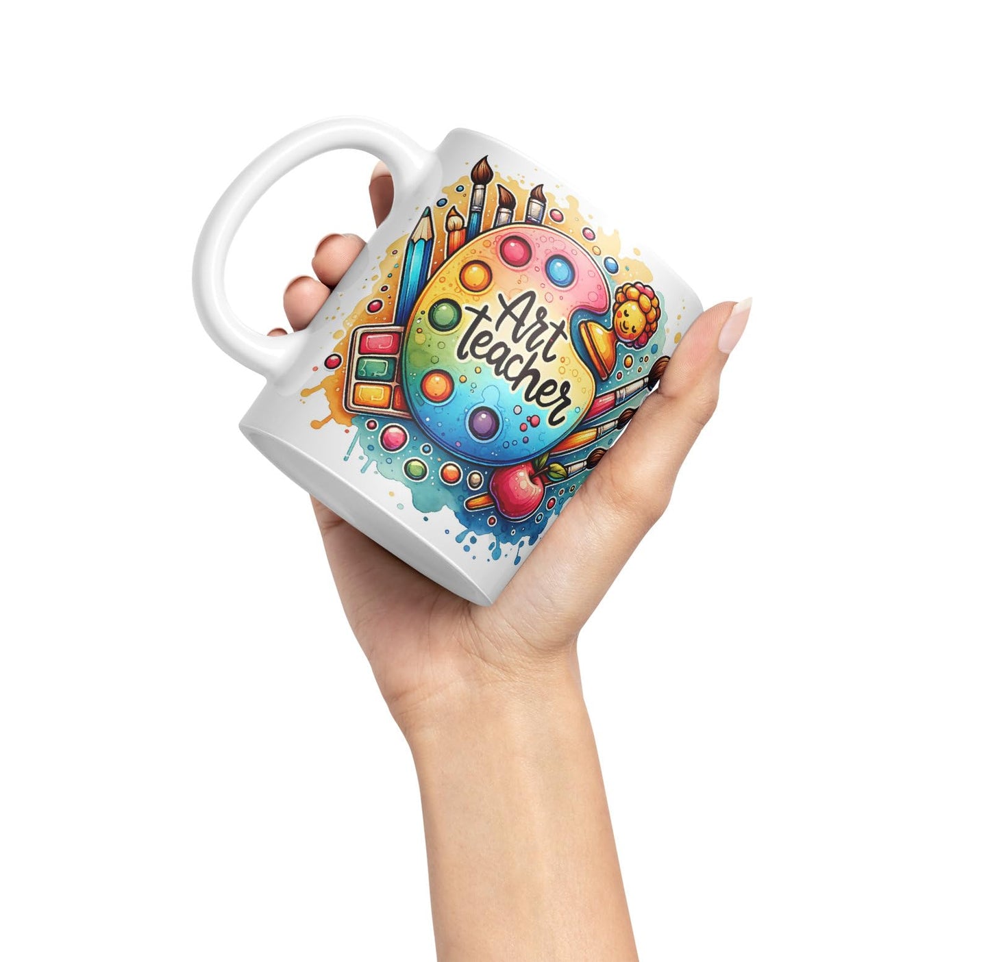 Vixar Art Teacher Mug Thank You, End of School Gift Ceramic Coloured Mug Cup for Tea Coffee Hot Brew 330ml 11Oz Gift