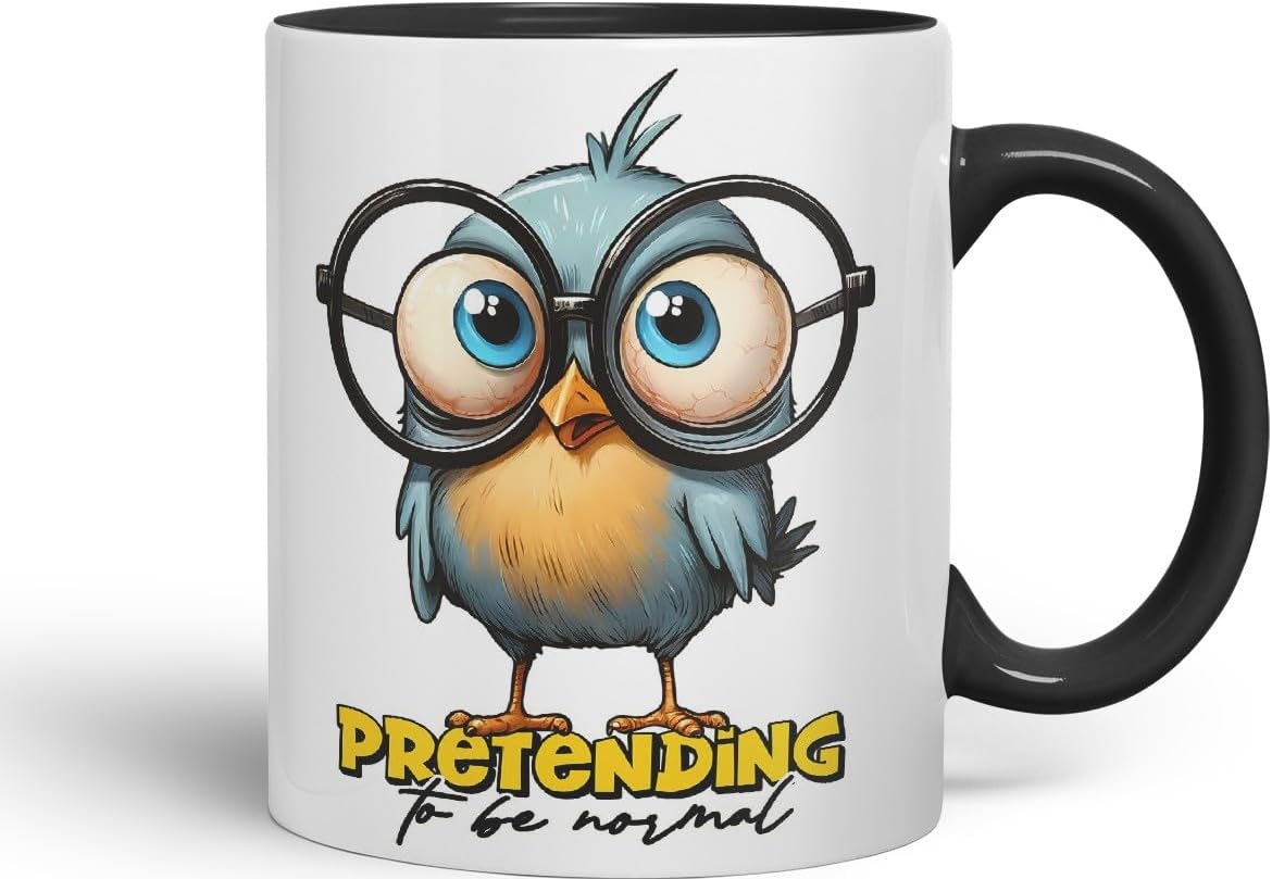 Vixar Pretending to Be Normal Coloured Ceramic Mug Cup 11oz Funny Sarcastic Gift (Black)