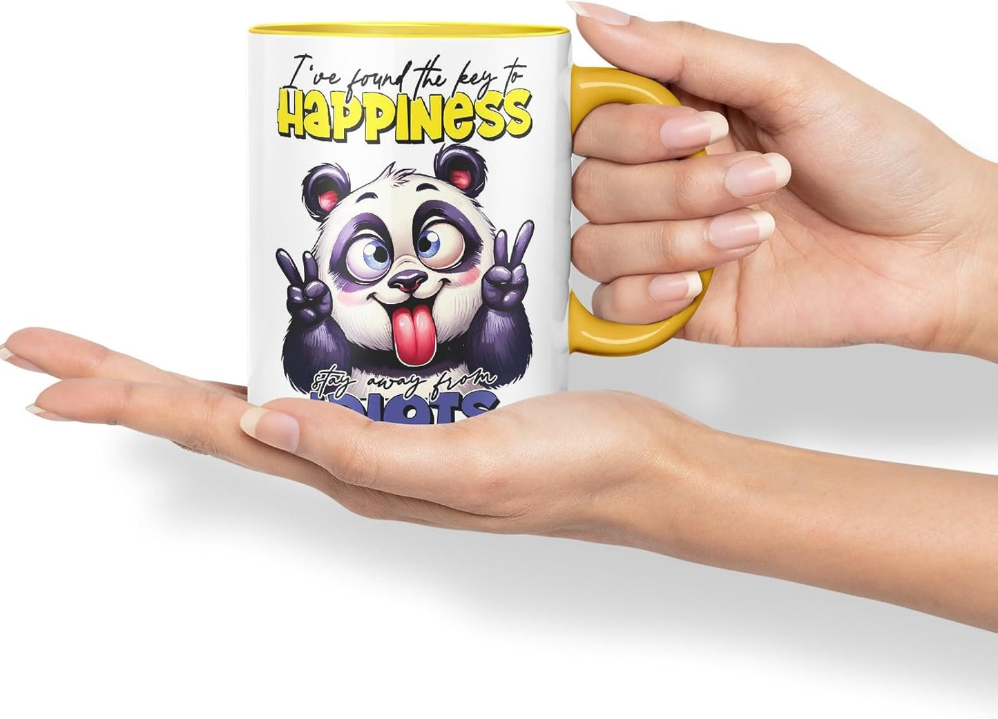 Vixar I've Found The Key to Happiness – Stay Away from Idiots Coloured Ceramic Mug Cup 11oz Funny Sarcastic Gift (Gold Yellow)