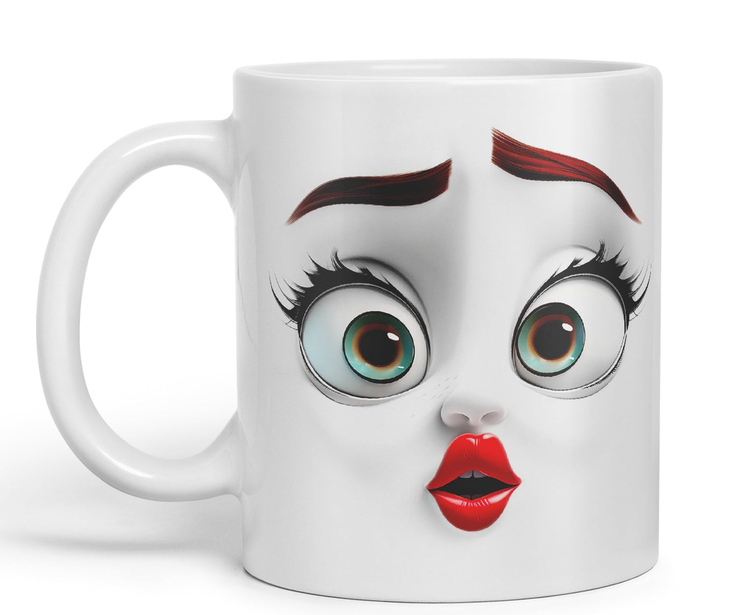 Face Eyes Nose mounts Eyebrows Joke sarkasm Ceramic Coloured Mug Cup for Tea Coffee Hot Brew 330ml 11Oz Gift