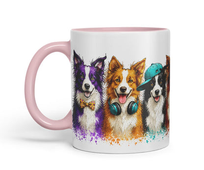 Vixar Border Collie Dog Mug – Cute Border Collie Coloured Ceramic Mug Cup Gift, 11oz (Black)