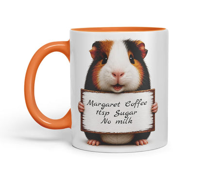 Vixar Personalised Guinea Pig Mug with Name or Custom Message – Cute Animal Coloured Ceramic Mug Cup Gift, 11oz (Black)