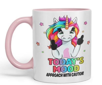 Vixar Today’s Mood: Magical – Funny Unicorn Coloured Mug Cup 11oz (Black)