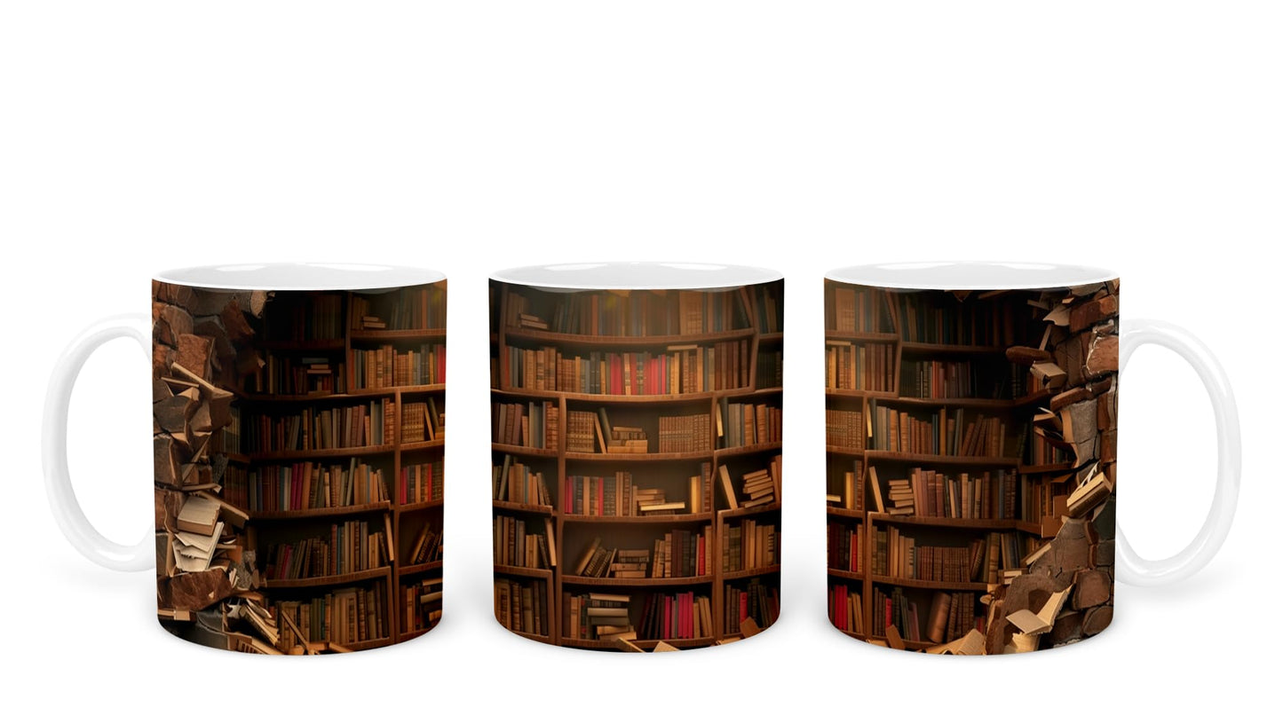 Vixar Book Wall Mug Ceramic Mug Cup Gift for Reading Lovers, 10oz V1