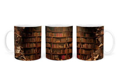 Vixar Book Wall Mug Ceramic Mug Cup Gift for Reading Lovers, 10oz V1
