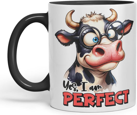 Yes, I Am Perfect Coloured Ceramic Mug Cup 11oz Funny Sarcastic Gift (Black)