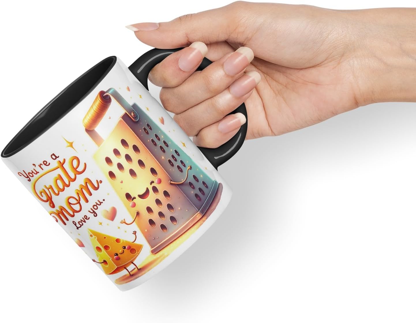 Vixar You’re a Grate Mom Coloured Mug Cup Cute Mother’s Day Gift 11oz (Black)