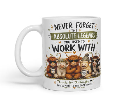 Vixar Never Forget the Absolute Legends You Used to Work with Highland Cow Mug – Highland Cow Coworker Leaving Gift, 11oz (Black)