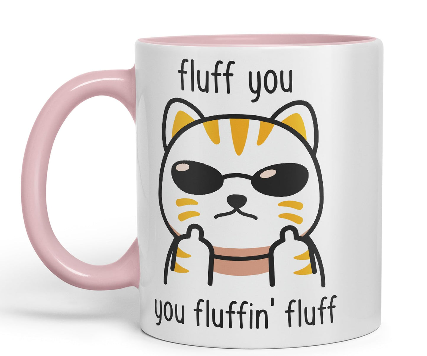 Vixar Fluff You Cat Joke Adult Ceramic Mug Coloured Mug Cup Gift Tea Coffee Christmas Office Home