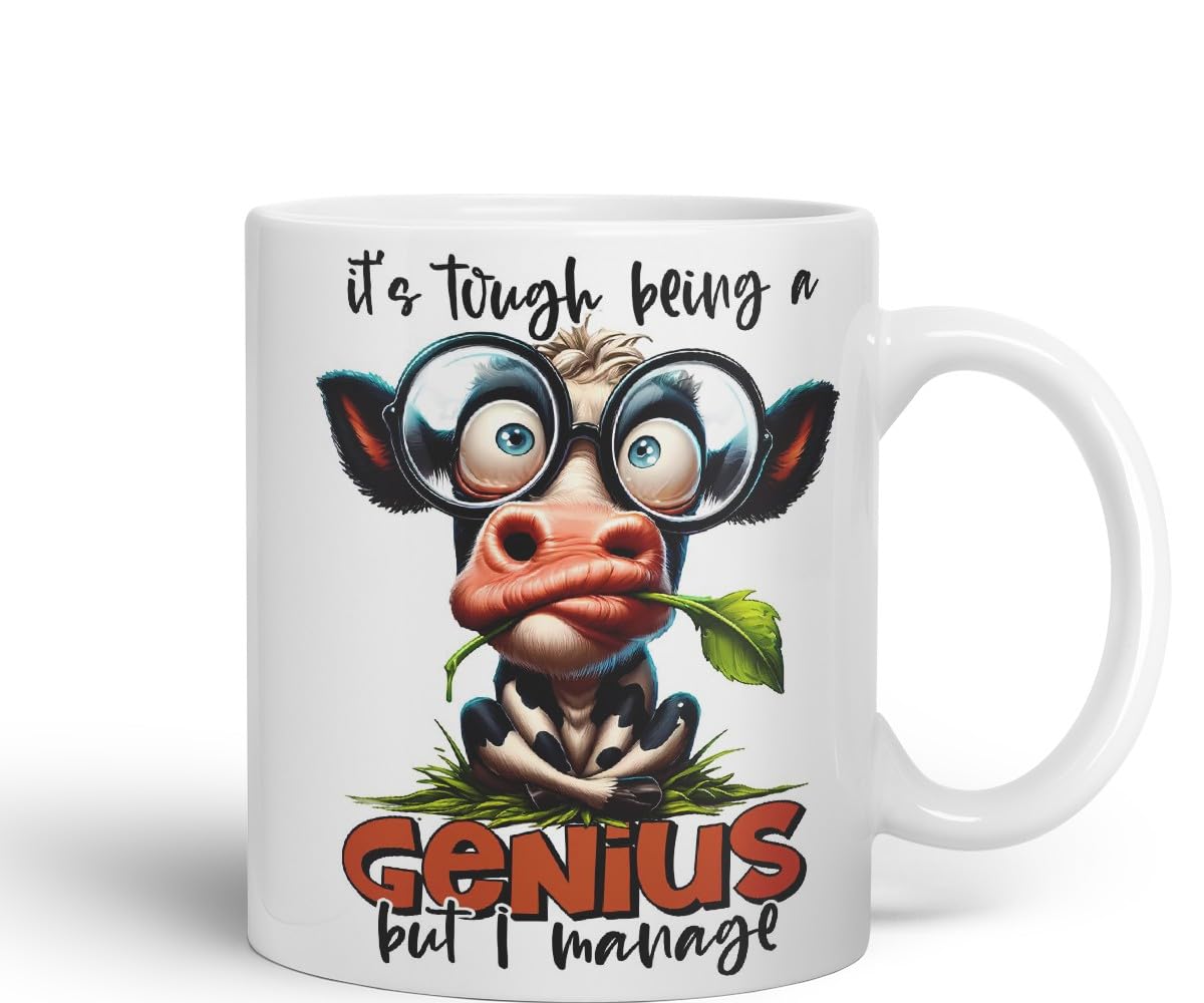 Vixar It’s Tough Being a Genius – But I Manage Coloured Ceramic Mug Cup 11oz Funny Sarcastic Gift (Black)