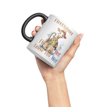 Firefighter Find em Hot! Leave em Wet! Joke sarkasm Sarcastic Ceramic Coloured Mug Cup for Tea Coffee Hot Brew 330ml 11Oz Gift