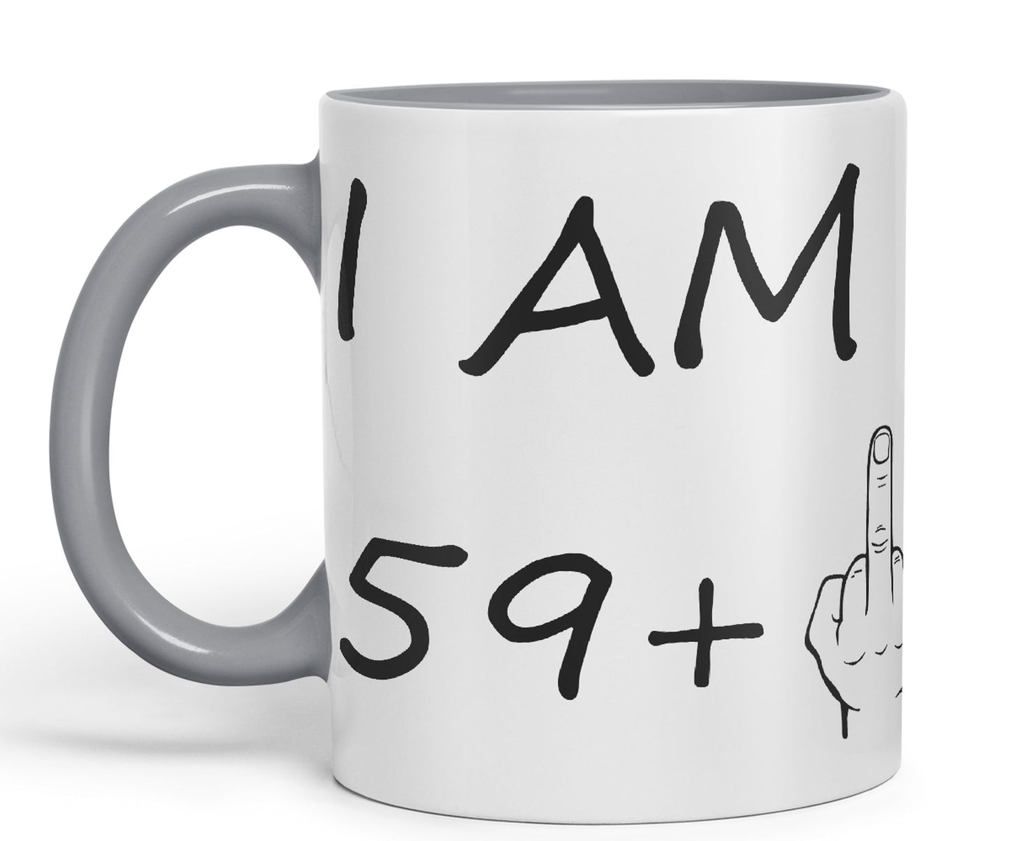Vixar I am 59 + 1 Man Male Hand Ceramic 330 ml, 11oz Coloured Mug Cup Gift Coffee Tea Happy Birthday Turning 60 Years Old as a Joke Celebration 60th Birthday Gift idea