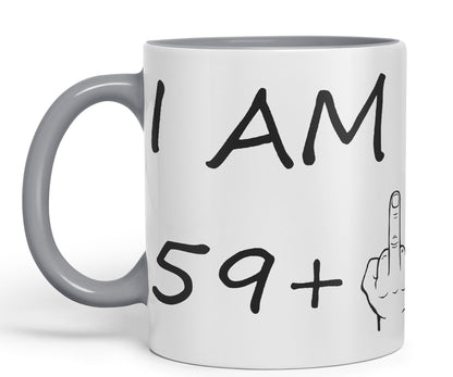 Vixar I am 59 + 1 Man Male Hand Ceramic 330 ml, 11oz Coloured Mug Cup Gift Coffee Tea Happy Birthday Turning 60 Years Old as a Joke Celebration 60th Birthday Gift idea