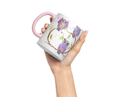 Vixar Owl Owls See Hear Speak no Evil Bird Animals Watercolour Art Coloured Mug Cup Gift Birthday Work Office Tea Coffee