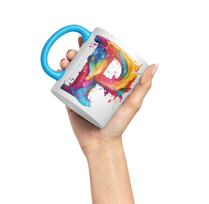 Letter P mug, Alphabet Letter P Monogram watercolour Ceramic Coloured Mug Cup for Tea Coffee Hot brew 330ml 11Oz Gift