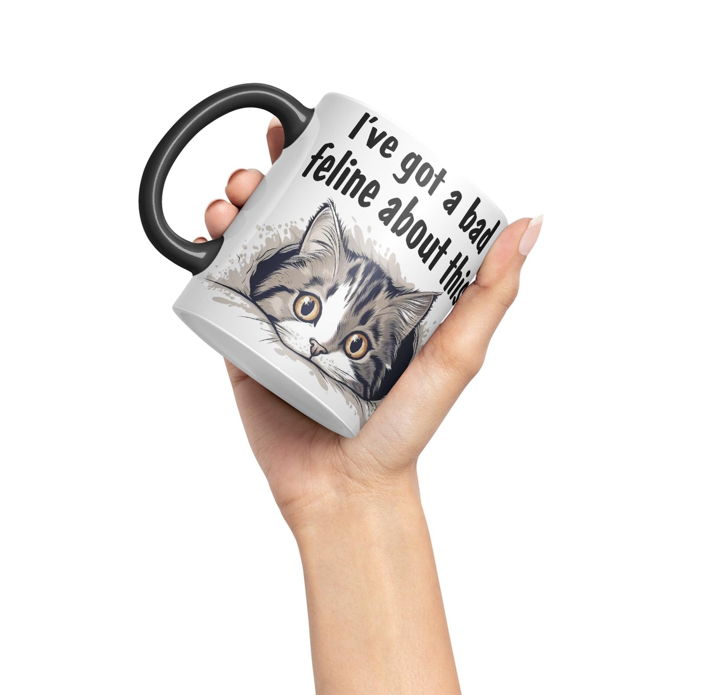 I've got a Bad Feline obout This cat Kitten Joke sarkasm Sarcastic Ceramic Coloured Mug Cup for Tea Coffee Hot Brew 330ml 11Oz Gift