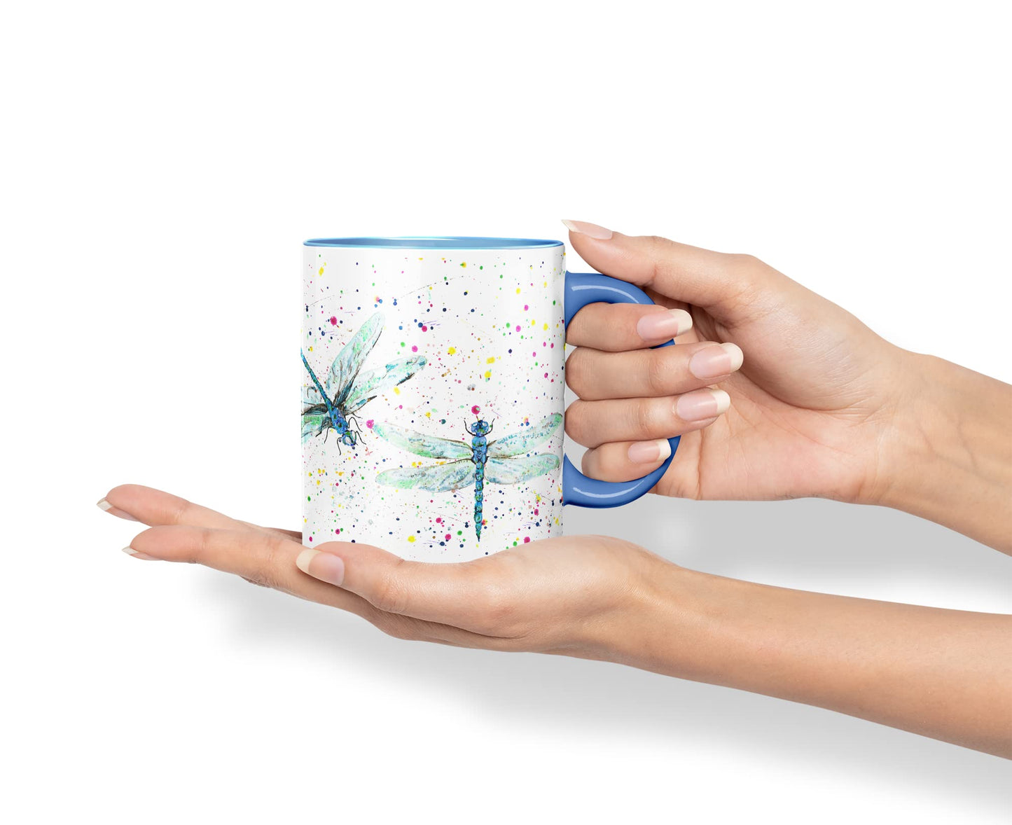 Vixar Dragonflies Dragonfly Insect Animals Watercolour Art Coloured Mug Cup Gift Birthday Work Office Tea Coffee