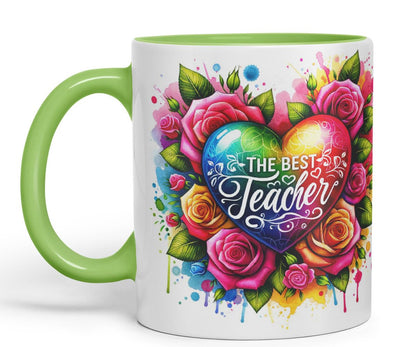 Vixar Best Teacher Mug Thank You, End of School Gift Ceramic Coloured Mug Cup for Tea Coffee Hot Brew 330ml 11Oz Gift BT3