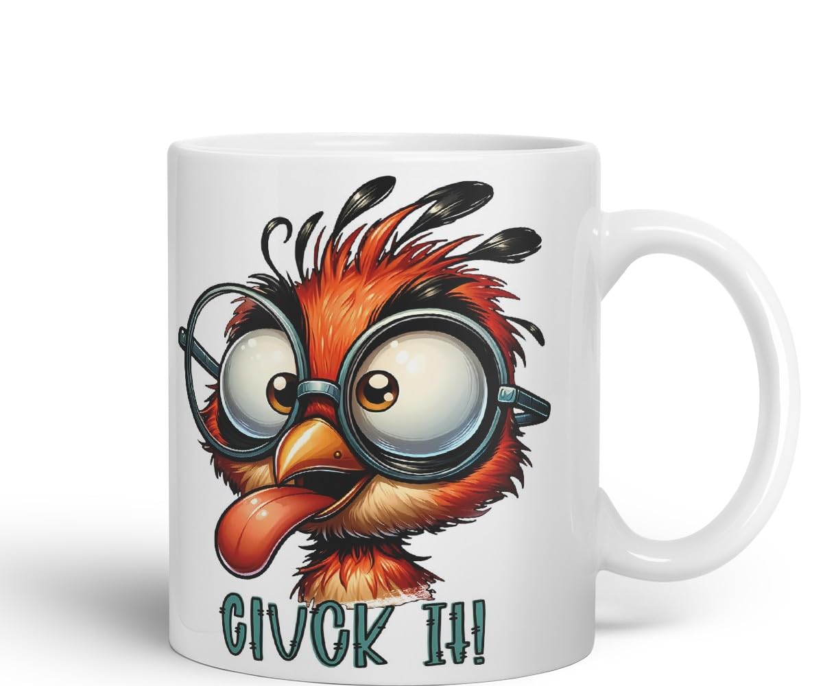 Vixar Cluck It! Coloured Ceramic Mug Cup 11oz Funny Sarcastic Gift (Black)