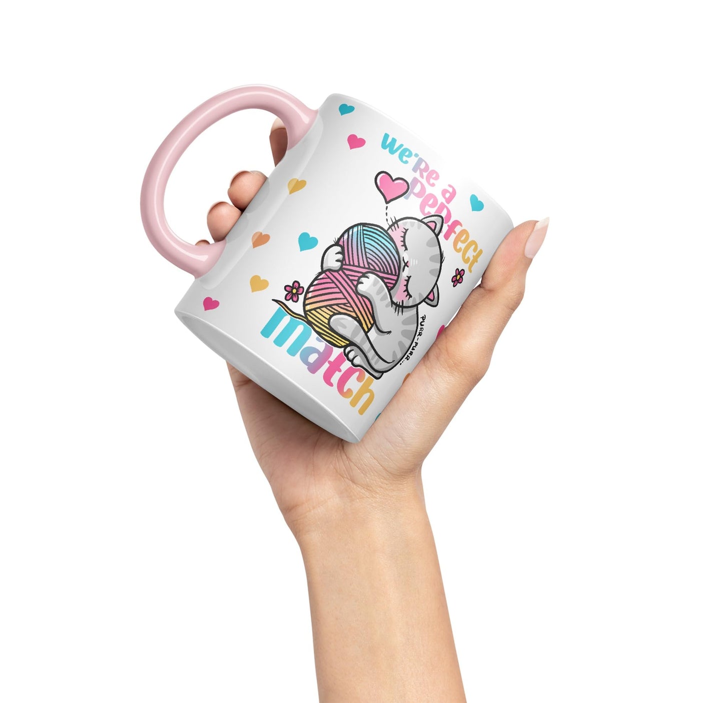 We're a Perfect Match cat Lover Coloured Ceramic Mug Cup Gift 330ml 11oz Work Office Tea Coffee Gift