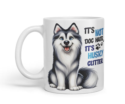 Vixar It’s Not Dog Hair It’s Husky Glitter Dog Mug – Coloured Ceramic Mug Cup Gift, 11oz (Black)