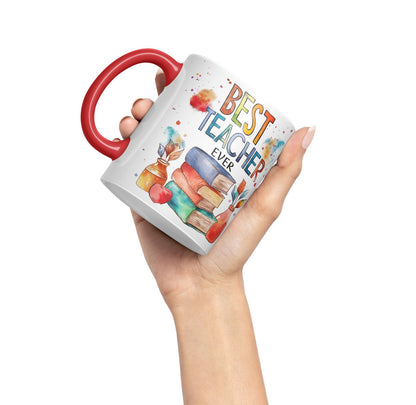 Vixar Best Teacher Mug Thank You, End of School Gift Ceramic Coloured Mug Cup for Tea Coffee Hot Brew 330ml 11Oz Gift Bta2