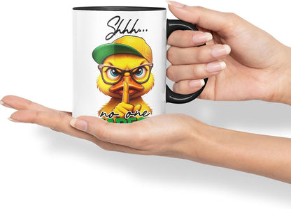 Vixar Shhh… No One Cares! Coloured Ceramic Mug Cup 11oz Funny Sarcastic Gift (Black)