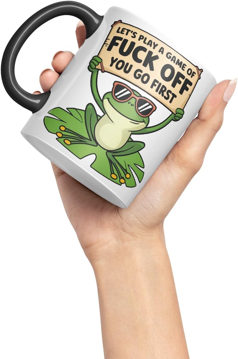 Vixar Let’s Play a Game of F*ck Off – You Go First – Coloured Ceramic Mug Cup Gift, 11oz (Black)