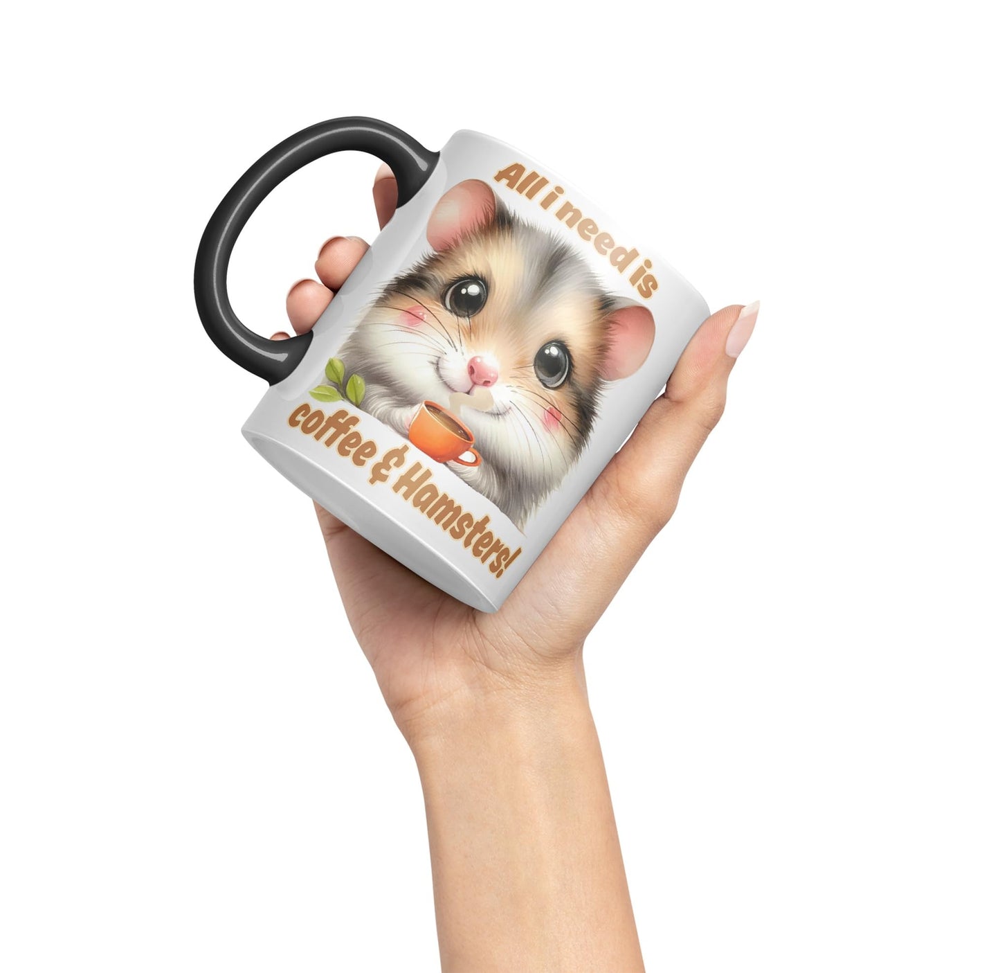 All I Needs is Coffee & Hamster Joke sarkasm Sarcastic Ceramic Coloured Mug Cup for Tea Coffee Hot Brew 330ml 11Oz Gift