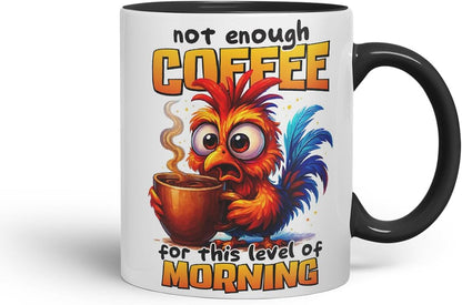 Vixar Not Enough Coffee for This Level of Morning Funny Rooster Mug – Coloured Ceramic Mug Cup Gift, 11oz (Black)