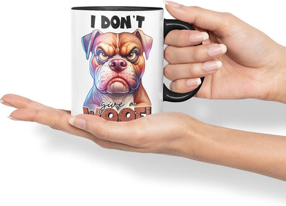 Vixar I Don’t Give a Woof! Dog Coloured Ceramic Mug Cup 11oz Funny Sarcastic Gift (Black)