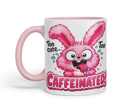 Vixar Too Cute Too Caffeinated Funny Bunny Mug – Coloured Ceramic Mug Cup Gift, 11oz (Black)