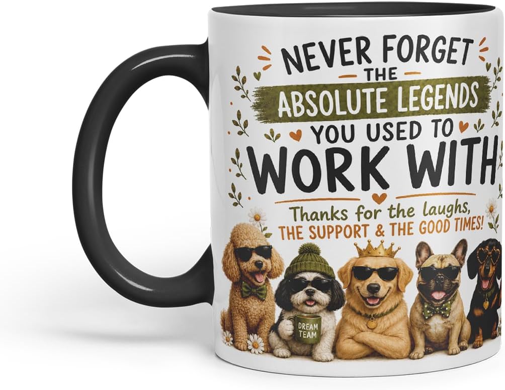 Vixar Never Forget the Absolute Legends You Used to Work with Dogs Mug – Funny Dog Coworker Leaving Gift, 11oz (Black)