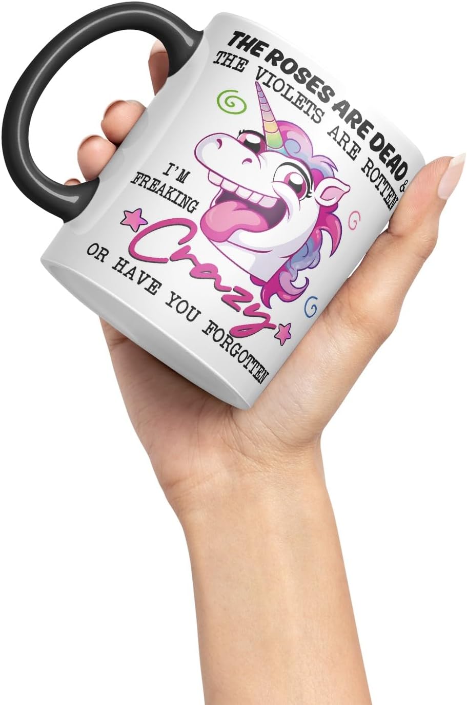 Vixar A Little Crazy but Worth It – Funny Unicorn Coloured Mug Cup 11oz (Black)