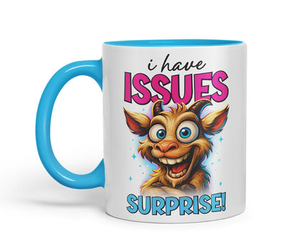 Vixar I Have Issues Surprise Funny Goat Mug – Coloured Ceramic Mug Cup Gift, 11oz (Black)