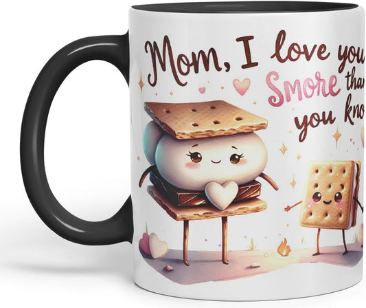 Vixar Mom, I Love You S’More Than You Know Coloured Mug Cup Cute Mother’s Day Gift 11oz (Black)