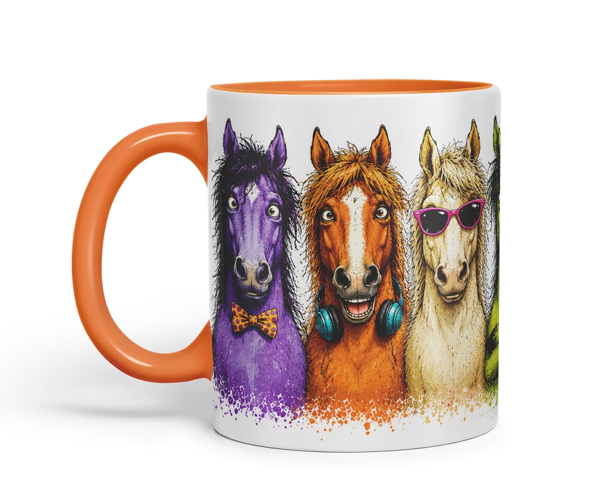 Vixar Horse Mug – Cute Horse Coloured Ceramic Mug Cup Gift, 11oz (Black)
