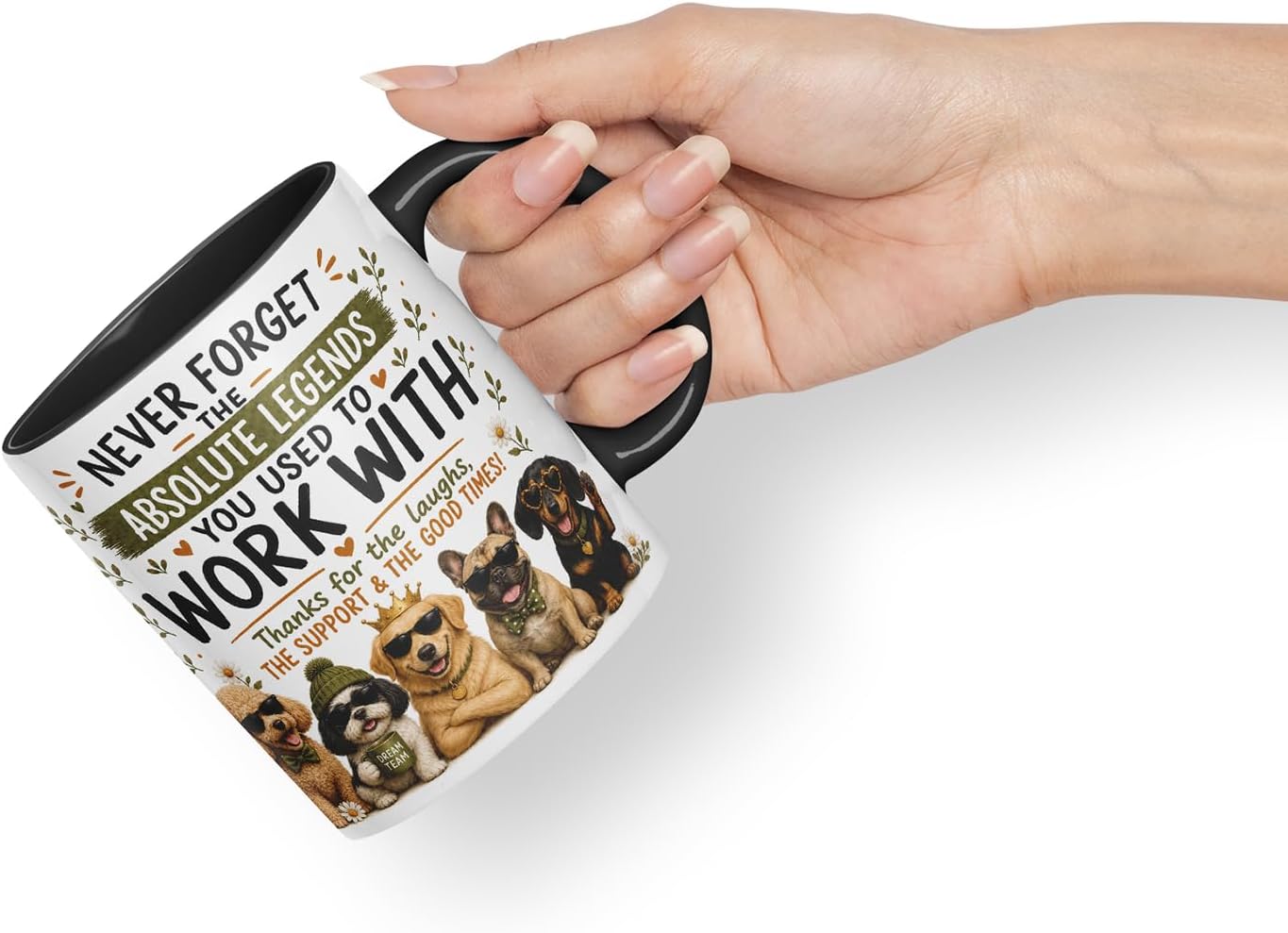 Vixar Never Forget the Absolute Legends You Used to Work with Dogs Mug – Funny Dog Coworker Leaving Gift, 11oz (Black)