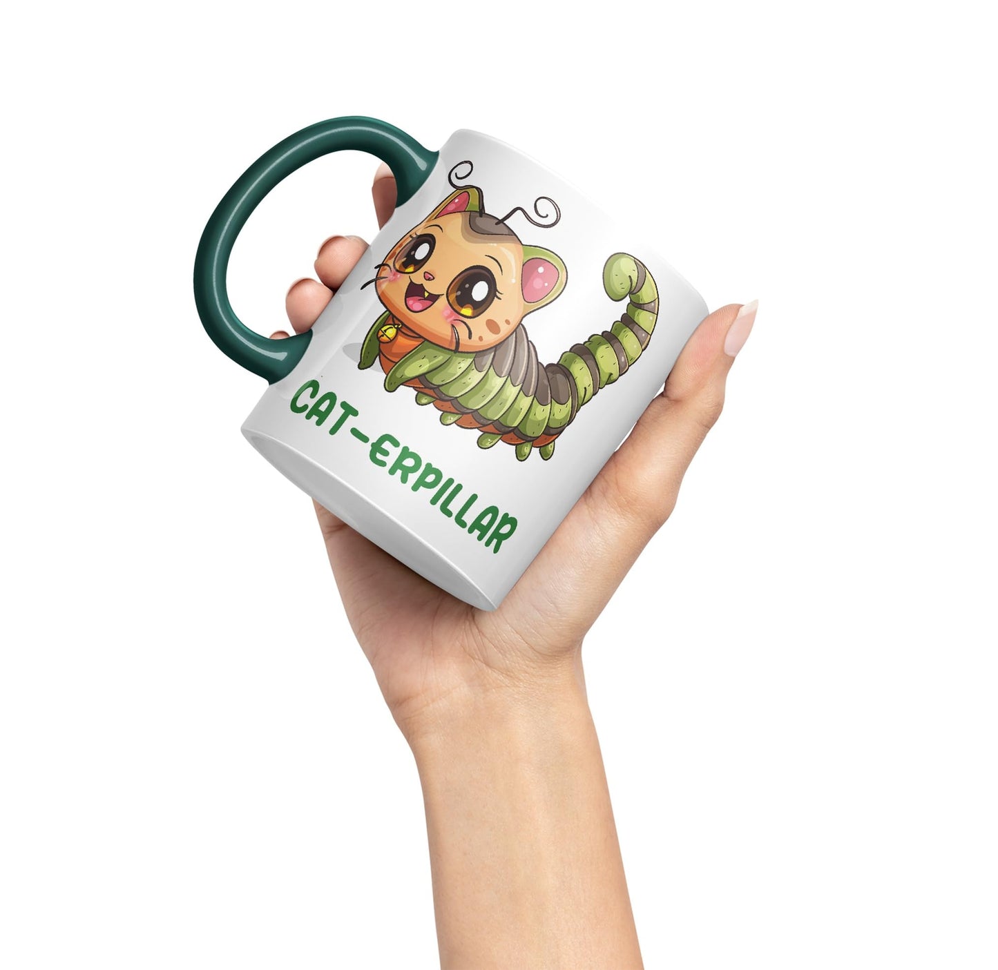 Cat-erpillar cat Kitten Joke sarkasm Sarcastic Ceramic Coloured Mug Cup for Tea Coffee Hot Brew 330ml 11Oz Gift