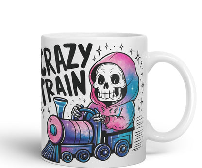 Vixar Crazy Train (Skeleton) – Coloured Ceramic Mug Cup Gift, 11oz (Black)