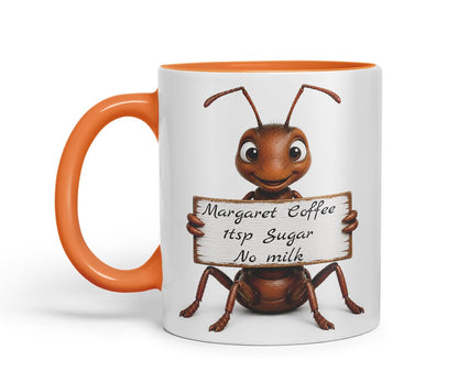 Vixar Personalised Ant Mug with Name or Custom Message – Cute Animal Coloured Ceramic Mug Cup Gift, 11oz (Black)