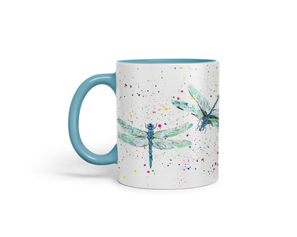 Vixar Dragonflies Dragonfly Insect Animals Watercolour Art Coloured Mug Cup Gift Birthday Work Office Tea Coffee