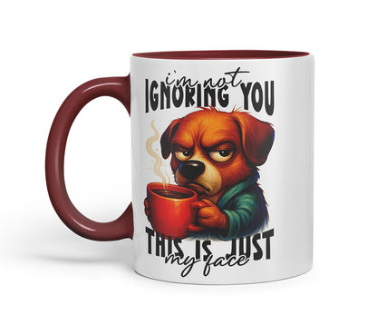 Vixar I'm Not Ignoring You This is Just My Face Funny Dog Mug – Coloured Ceramic Mug Cup Gift, 11oz (Black)