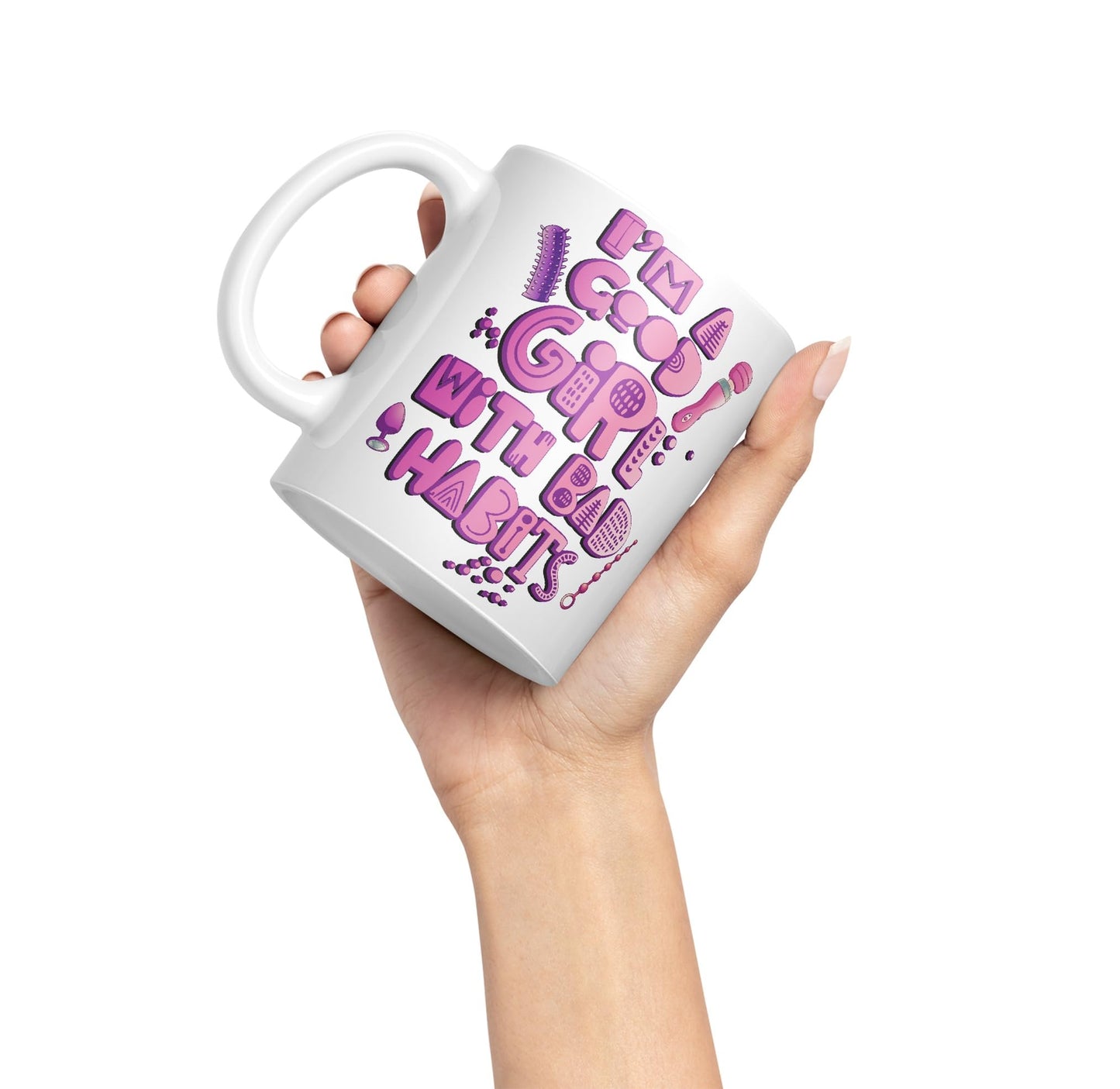 Vixar I'm Good Girl with Bad Habits Woman Toys Ceramic Coloured Mug Cup Gift Tea Coffee Christmas Office Home Sarcastic Joke